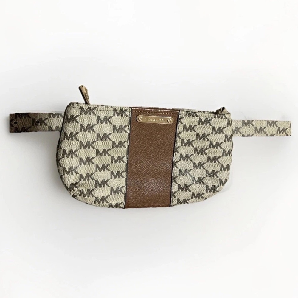 Michael Kors Beige and Brown Logo Belt Bag